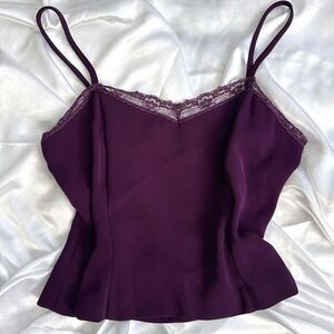 Vintage Gantos Purple Lace Trim Camisole Spaghetti Strap Tank Top Womens Size 6